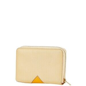 Celine yellow fold beige bi compact wallet leather logo